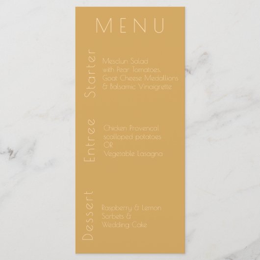Modern Champagne Tone on Tone Wedding menu (Voorkant)