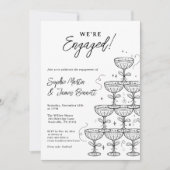 Modern Champagne Tower Photo Engagement Kaart (Voorkant)