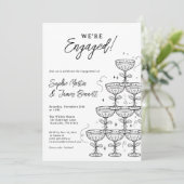 Modern Champagne Tower Photo Engagement Kaart (Staand voorkant)