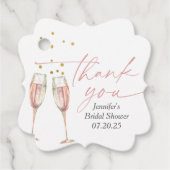 Modern champagneglas vrijgezellenfeest bedankjes labels (Voorkant)