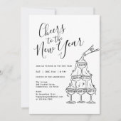 Modern Champaign Cheers to the New Year Party  Kaart (Voorkant)