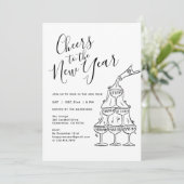 Modern Champaign Cheers to the New Year Party  Kaart (Staand voorkant)