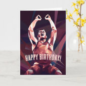 Modern Champion Wrestler Birthday Kaart (Gele Bloem)