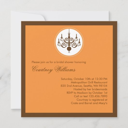 Modern Chandelier Bridal Shower Kaart (Voorkant)