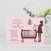 Modern Chandelier Shabby Chic Baby shower Invite Kaart (Staand voorkant)