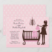 Modern Chandelier Shabby Chic Baby shower Invite Kaart (Voorkant / Achterkant)
