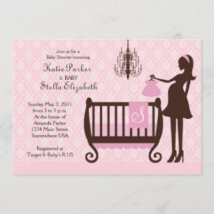 Modern Chandelier Shabby Chic Baby shower Invite Kaart
