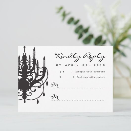 Modern Chandelier Wedding Invitation RSVP (Staand voorkant)