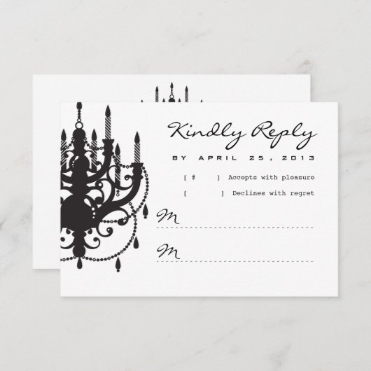 Modern Chandelier Wedding Invitation RSVP (Voorkant / Achterkant)