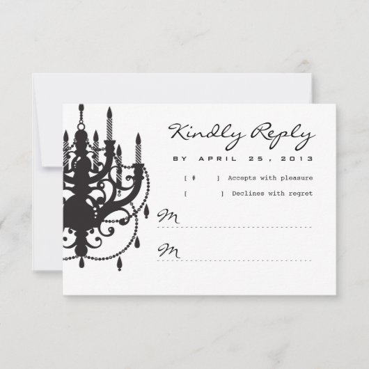 Modern Chandelier Wedding Invitation RSVP Kaartje (Voorkant)