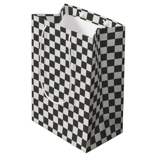Modern Charcoal Buffalo Check Medium Medium Cadeauzakje (Achterkant Gekanteld)