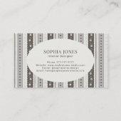 Modern Charcoal & Cream Scallop Stripe Visitekaartje (Achterkant)