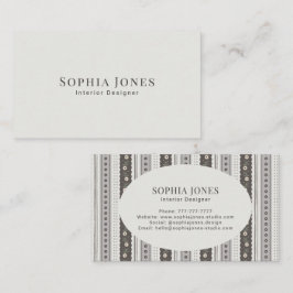 Modern Charcoal & Cream Scallop Stripe Visitekaartje
