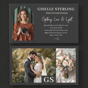 Modern Charcoal Elegant Script Professional Visitekaartje