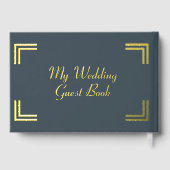 Modern Charcoal Golden Border Wedding Gastenboek (Achterkant)