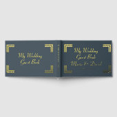 Modern Charcoal Golden Border Wedding Gastenboek (Volledig)