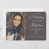 Modern Charcoal Gray Adult Baptism Foto Kaart (Voorkant)