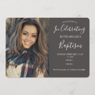 Modern Charcoal Gray Adult Baptism Foto Kaart