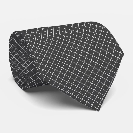 Modern Charcoal Gray Geometric Chain Link Stropdas (Opgerold)