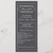 Modern Charcoal Gray Swirl Wedding Programme Programmakaart (Voorkant)