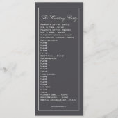 Modern Charcoal Gray Swirl Wedding Programme Programmakaart (Achterkant)