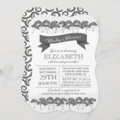 Modern Charcoal Grey Paraplu Neutraal Baby shower Kaart (Voorkant / Achterkant)