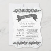 Modern Charcoal Grey Paraplu Neutraal Baby shower Kaart (Voorkant)