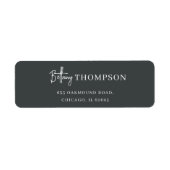 Modern Charcoal Grijs Elegant Script Monogram Etiket (Voorkant)