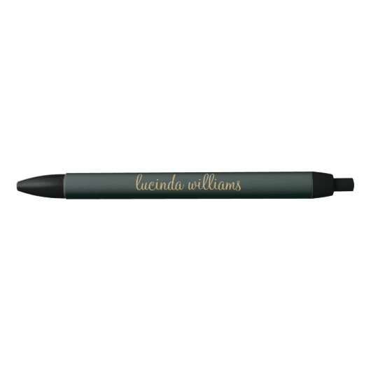 Modern Charcoal Luxe Gold Script Monogram Zwarte Inkt Pen (Voorkant)