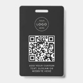 Modern Charcoal QR Code Custom Company Logo Badge (Achterkant)