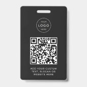 Modern Charcoal QR Code Custom Company Logo Badge (Voorzijde)