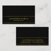 Modern Charmant Zwart Goud Sjabloon Elegant Trendy Visitekaartje (Voorkant / Achterkant)