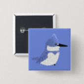 Modern charming belted kingfisher vierkante button 5,1 cm (Voorkant /achterkant)