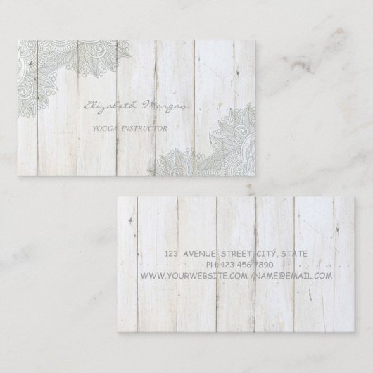 Modern charming, kant, houtextuur visitekaartje (Voorkant / Achterkant)