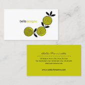 Modern Chartreuse Floral Visitekaartje (Voorkant / Achterkant)