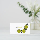 Modern Chartreuse Floral Visitekaartje (Staand voorkant)