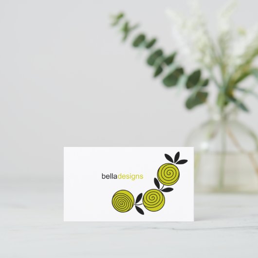 Modern Chartreuse Floral Visitekaartje (Staand voorkant)