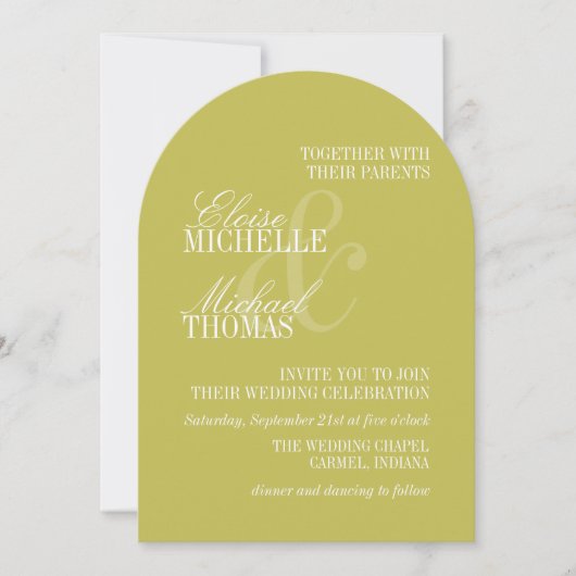 Modern Chartreuse Formal Arch Wedding  Kaart (Voorkant)