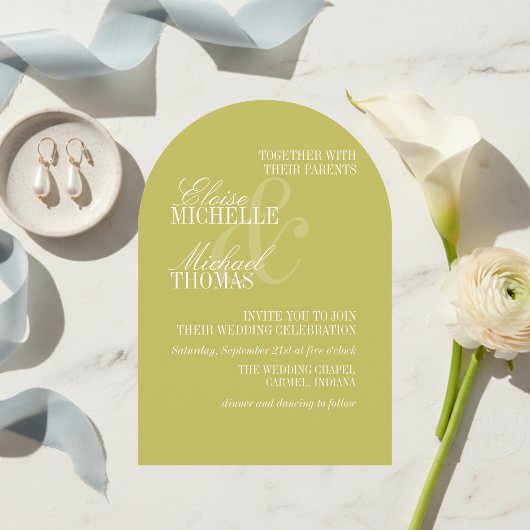 Modern Chartreuse Formal Arch Wedding  Kaart