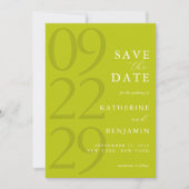 Modern Chartreuse Minimalist Wedding Save The Date (Voorkant)