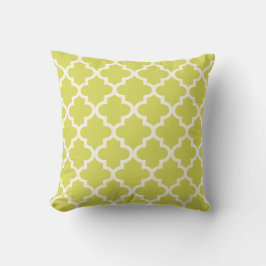 Modern Chartreuse Moroccan Quatrefoil Pattern Kussen