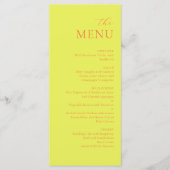 Modern Chartreuse Persimmon Elegant Wedding Menu (Voorkant)