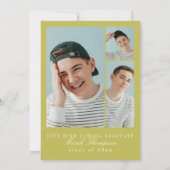 Modern Chartreuse Photo Graduation Party Kaart (Achterkant)