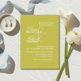Modern Chartreuse Script Formal Wedding Kaart