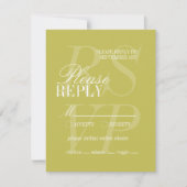 Modern Chartreuse Script Formal Wedding RSVP Kaartje (Voorkant)