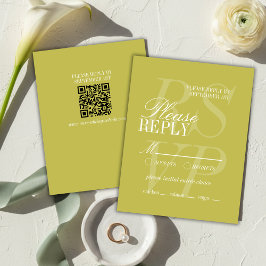 Modern Chartreuse Script Formal Wedding  RSVP Kaartje