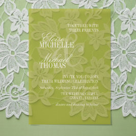 Modern Chartreuse Script Formal Wedding Vellum Uitnodigingen