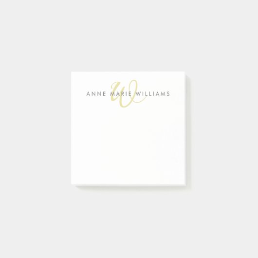 Modern Chartreuse Script Monogram Post-it® Notes (Voorkant)