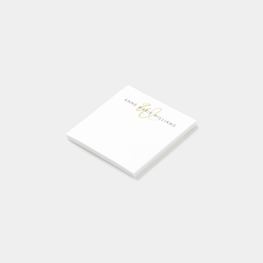 Modern Chartreuse Script Monogram Post-it® Notes (Schuin)