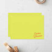 Modern Chartreuse Script Personalized Stationery Notitiekaartje (Voorkant / Achterkant in situ)